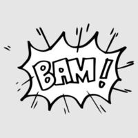 Hand drawn comic speech bubbles with emotion and text bam. vector doodle comic explosion cartoon illustrations isolated for posters, banners, web, and concept design