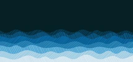 Abstract ocean blue wavy style of drawing doodle pattern artwork template. Overlapping design of minimal style background. illustration vector