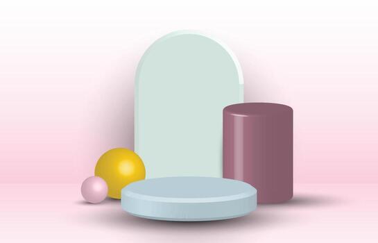 ilustraciones de diseño de representación 3d abstractas del patrón de estilo geométrico. vitrina de estudio con fondo de estilo de sombra. ilustración vectorial vector