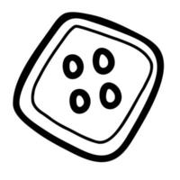 Button square. Vector illustration in linear hand drawn doodle style