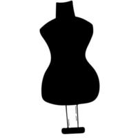 Mannequin for sewing. Vector illustration in linear hand drawn doodle style