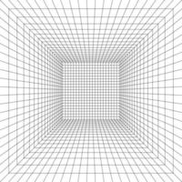 Grid room in perspective, vector illustration in 3d style. Indoor wireframe from black lines, template interior square, digital empty box. Abstract geometric design background