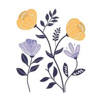 folk art floral hand drawn flowers vector illustration. Perfect for greetings card, textile, fabric, wallpapers, banners, phone case.