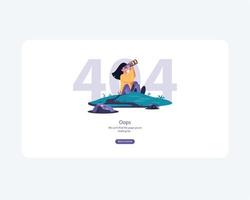 404 página de error no encontrada actualizaciones del sistema, carga, operación, computación, programas de instalación. mantenimiento del sistema. ilustración de vector plano diseño de personajes modernos. para una página de destino, para un sitio web