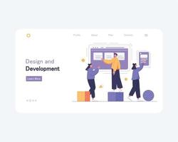 template or landing page website design. Business concept illustrations. Modern flat Design And Development. vector