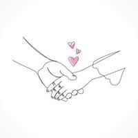 Single line Holding hands pinky promise concept line art vector