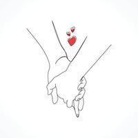 Single line Holding hands pinky promise line art vector