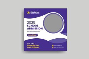 School kids education admission social media post design vector