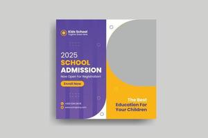 School kids education admission social media post design vector