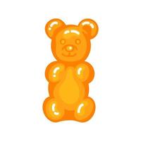 Orange gummy bear jelly sweet candy with amazing flavor flat style design vector illustration.
