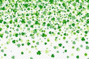 Shamrock or green clover leaves pattern background flat design vector illustration isolated on transparent background.