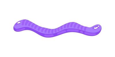 Purple jelly worm sweet candy with amazing flavor flat style design vector illustration.