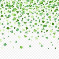 Shamrock or green clover leaves pattern background flat design vector illustration isolated on transparent background.