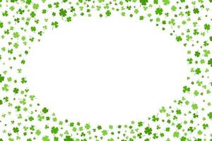 Shamrock or green clover leaves pattern background flat design vector illustration isolated on white background.