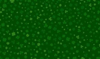 Shamrock or green clover leaves pattern background flat design vector illustration isolated on dark green background.