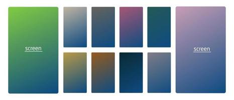 Vibrant and smooth gradient soft blue green colors for devices, pc and modern smartphone screen backgrounds set vector ux and ui design illustration