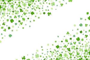 Shamrock or green clover leaves pattern background flat design vector illustration isolated on transparent background.