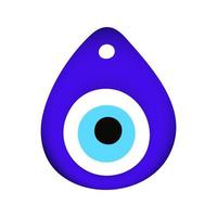 Ilustración de vector de diseño de estilo plano de amuleto de símbolo de mal de ojo oriental azul.