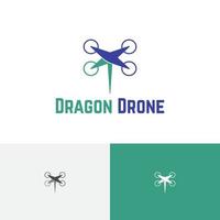 Dragon Drone Dragonfly Insect Propeller Fly Technology Simple Logo Idea vector