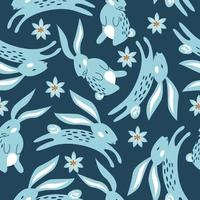 Spring seamless pattern. Easter pattern with cute bunnies. vector