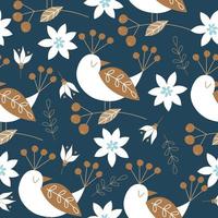 Spring seamless pattern with decorative birds. vector