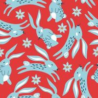 Spring seamless pattern. Easter pattern with cute bunnies. vector