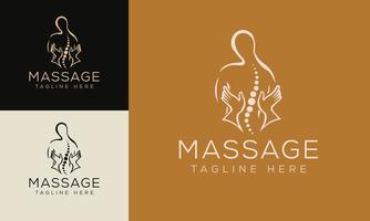 Set of Spa element Hand Drawn Logo with body and Leaves. Logo for spa and beauty salon, boutique, massage therapy, organic shop, relaxation, woman body, yoga, cosmetics store. Free Vector