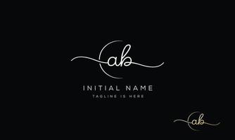 AB BA Signature initial logo template vector