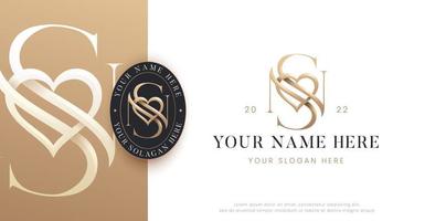 letter n s monogram serif with love logo design vector