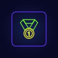 Beautiful stylish colorful neon medal icon - Vector