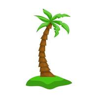 Realistic tall green palm tree isolated on white background - Vector