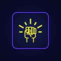 Beautiful stylish colorful neon fist icon - Vector