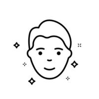 Man with Beauty Face Skin Line Icon. Healthy, Fresh Male Face with Clean Skin Linear Pictogram. Facial Skincare, Hygiene Outline Icon. Isolated Vector Illustration.