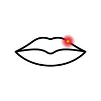 Herpes on Lips Line Icon. Labial Linear Sore Canker Pictogram. Blister, Fever, Sore, Infection on Lips Outline Icon. Herpes Virus Disease. Isolated Vector Illustration.