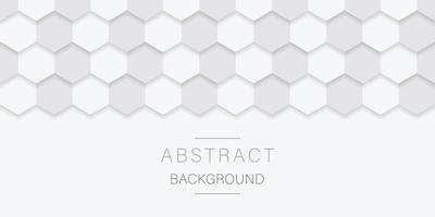 Bright Embossed White Background. Abstract Hexagon Futuristic Simple Background. 3d Honeycomb Geometric Pattern. White and Grey Hexagon Banner. Abstract Modern Wallpaper Vector Illustration.