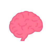 Human Brain Icon In Flat Style. Pink Brain in Cartoon Style. Symbol of Memory, Wisdom, Mind, Idea and Intelligence. Internal Organ Pictogram. Vector illustration.