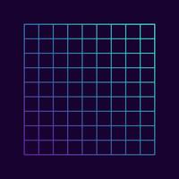 Distorted Grid Square Neon Pattern. Abstract Glitch Grid. Retro 80s, 90s Style. Futuristic Geometric Square Background. Isolated Vector Illustration.