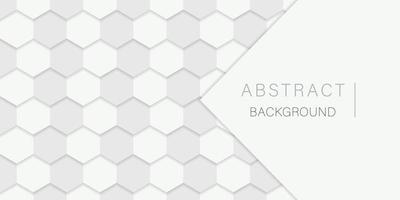 White Hexagon Background. Hexagonal White Futuristic Pattern. Digital Blank Grey Banner. Abstract Modern Wallpaper Design. Vector Illustration.