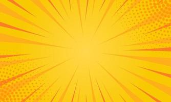 fondo de arte pop amarillo brillante con medios tonos. fondo soleado moderno en estilo de dibujos animados de arte pop. papel tapiz vintage de patrón abstracto con explosión de sol. ilustración vectorial vector
