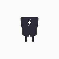 adaptador de enchufe con icono de rayo. adaptador de cargador usb para teléfono inteligente. vector