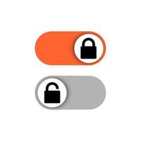 On and Off toggle switch buttons. Lock and unlock icon. Padlock vector