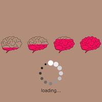 Brain loading icon. Pink marrow. Progress vector