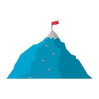 Mountain with red flag and with route to the top. Road to goal , move up, motivation. Path to the target's achievement vector