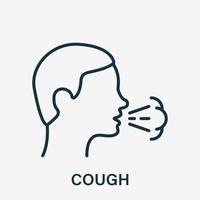 Cough Line Icon. Flu, Cold or Coronavirus Symptom. Man Coughing or Sneezing. Infectious Diseases Linear Icon. Cold, Bronchitis, tuberculosis concept. Vector illustration.