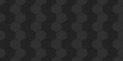 Abstract Dark Horizontal Background. Black Iron Textured Pattern With Hexagons. Steel Honeycomb Texture Wallpaper. Abstract Modern Design. Vector Illustration.