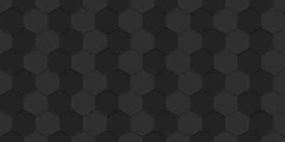 Abstract Dark Horizontal Background. Black Iron Textured Pattern With Hexagons. Steel Honeycomb Texture Wallpaper. Abstract Modern Design. Vector Illustration.