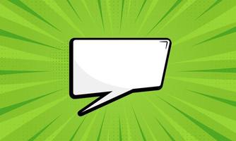 Comic Book Background with Retro Speech Bubble. Pop Art Green Background with Halftone. Cartoon Blank White Speech Bubble for Text Message. Isolated Vector Illustration.