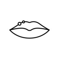 Herpes Infection on Lips Line Icon. Blister, Pimple, Acne and Rash on Lips Outline Icon. Herpes Virus Disease. Isolated Vector Illustration.