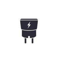 USB charger adapter for smartphone. Plug adapter with lightning icon. Vector