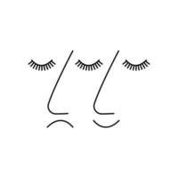 Facial features line icon. Eyes, mouth, nose, eyelashes. Smiling  and sad face. Doodle icon. Vector